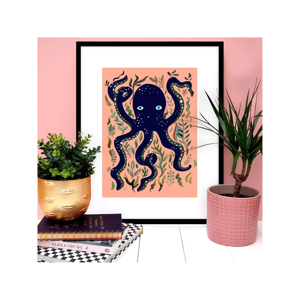 Eleanor Bowmer Octopus Framed Print & Mount, 52 x 42cm, Pink/Multi – image 2