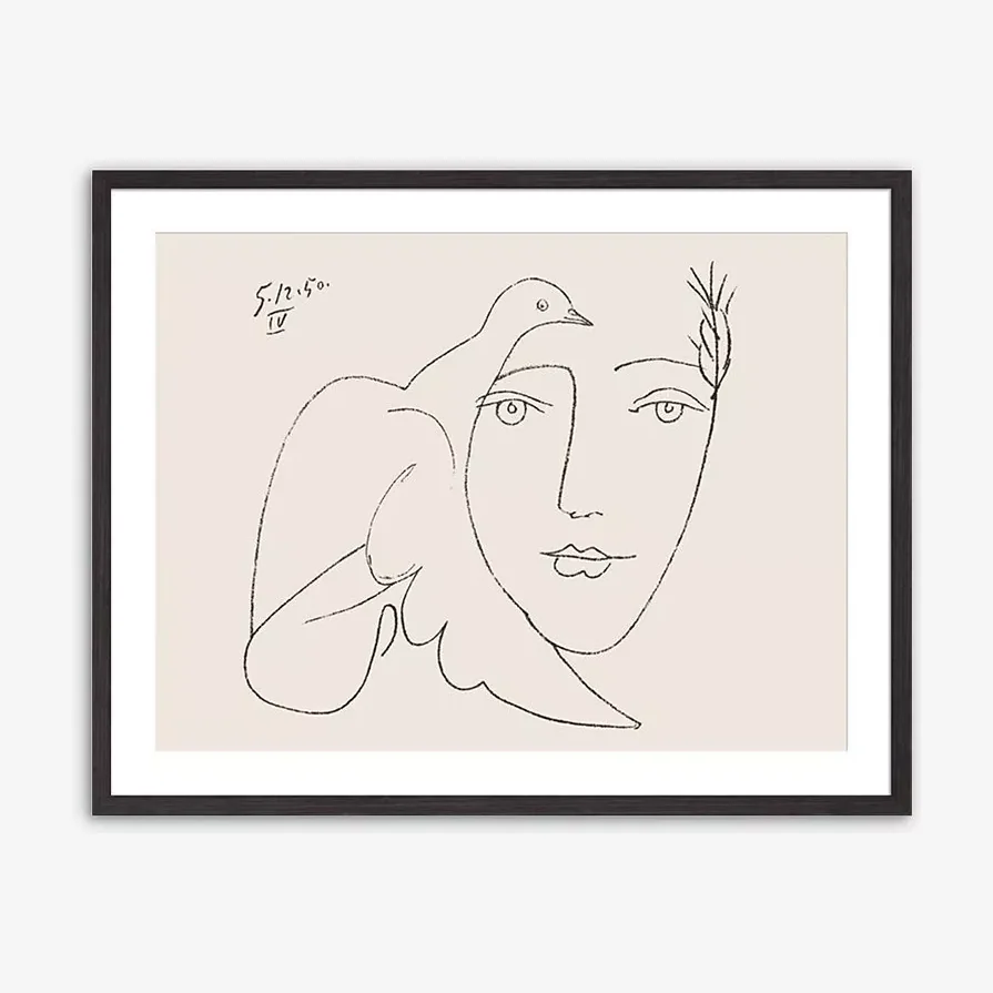 Pablo Picasso - 'Le Visage De La Paix' Framed Print & Mount, 62 x 82cm, White