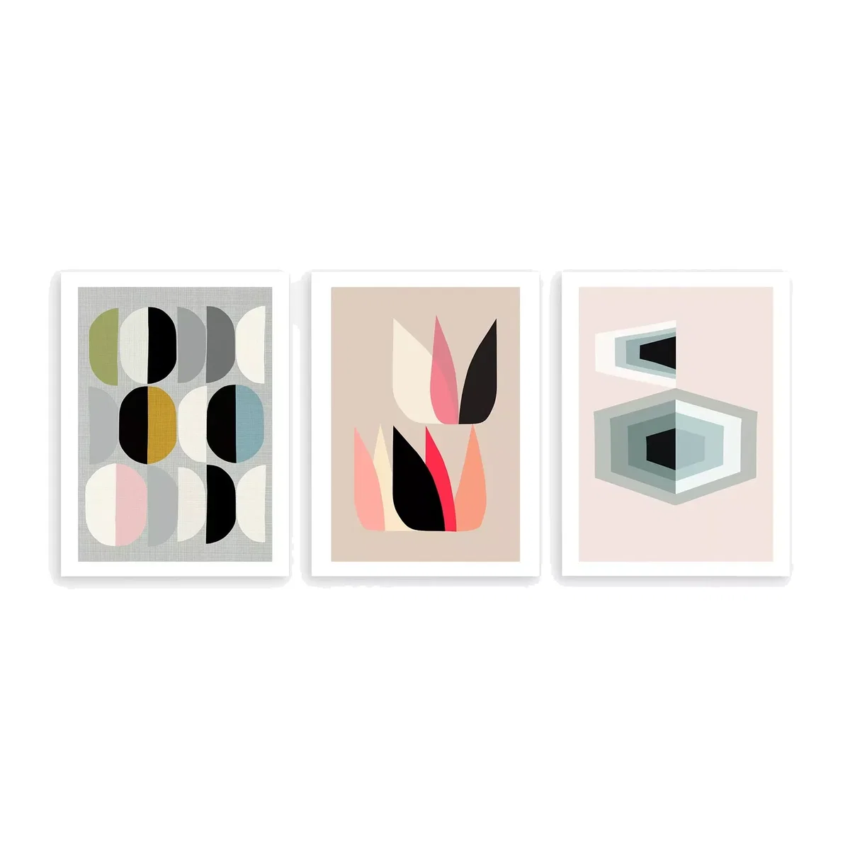 John Lewis ANYDAY Inaluxe Abstract Unframed Print, Set of 3, 40 x 30cm, Pink/Multi