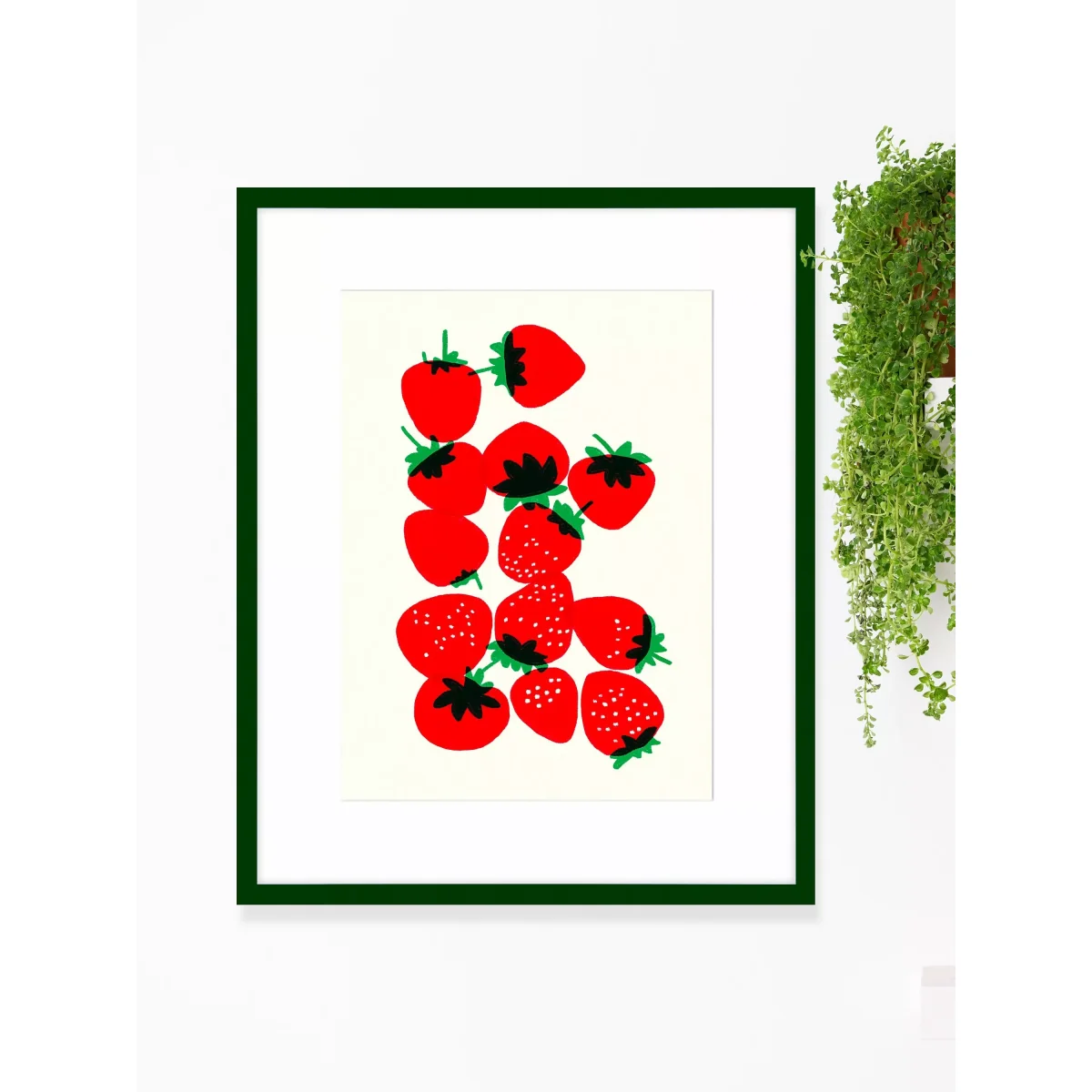Becky Mann - 'Strawberry Season' Framed Print & Mount, 52 x 42cm, Red/Green – image 2