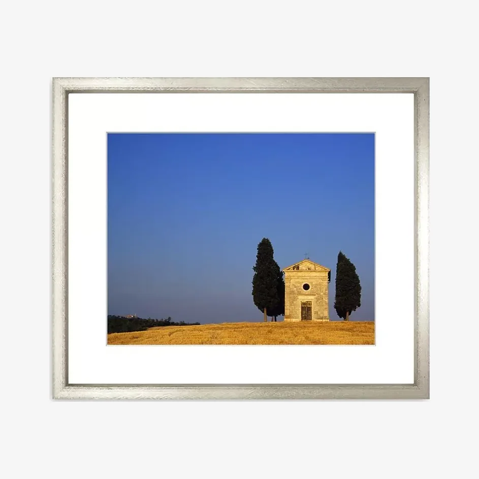 Tuscan Chapel Framed Print & Mount, 58 x 73cm, Blue