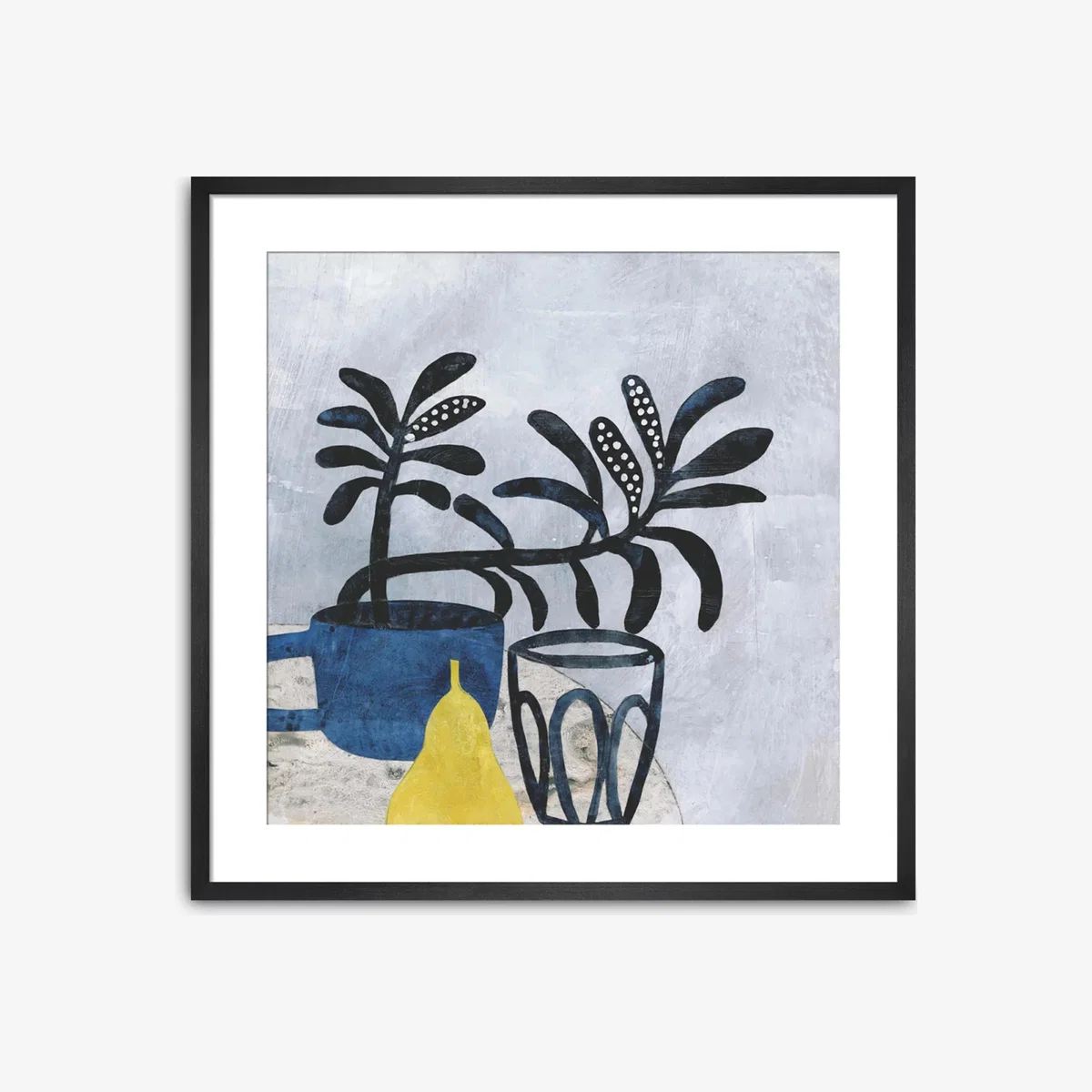 Bianca Harrington - 'Morning Tea' Framed Print & Mount, 60 x 60cm, Blue/Multi