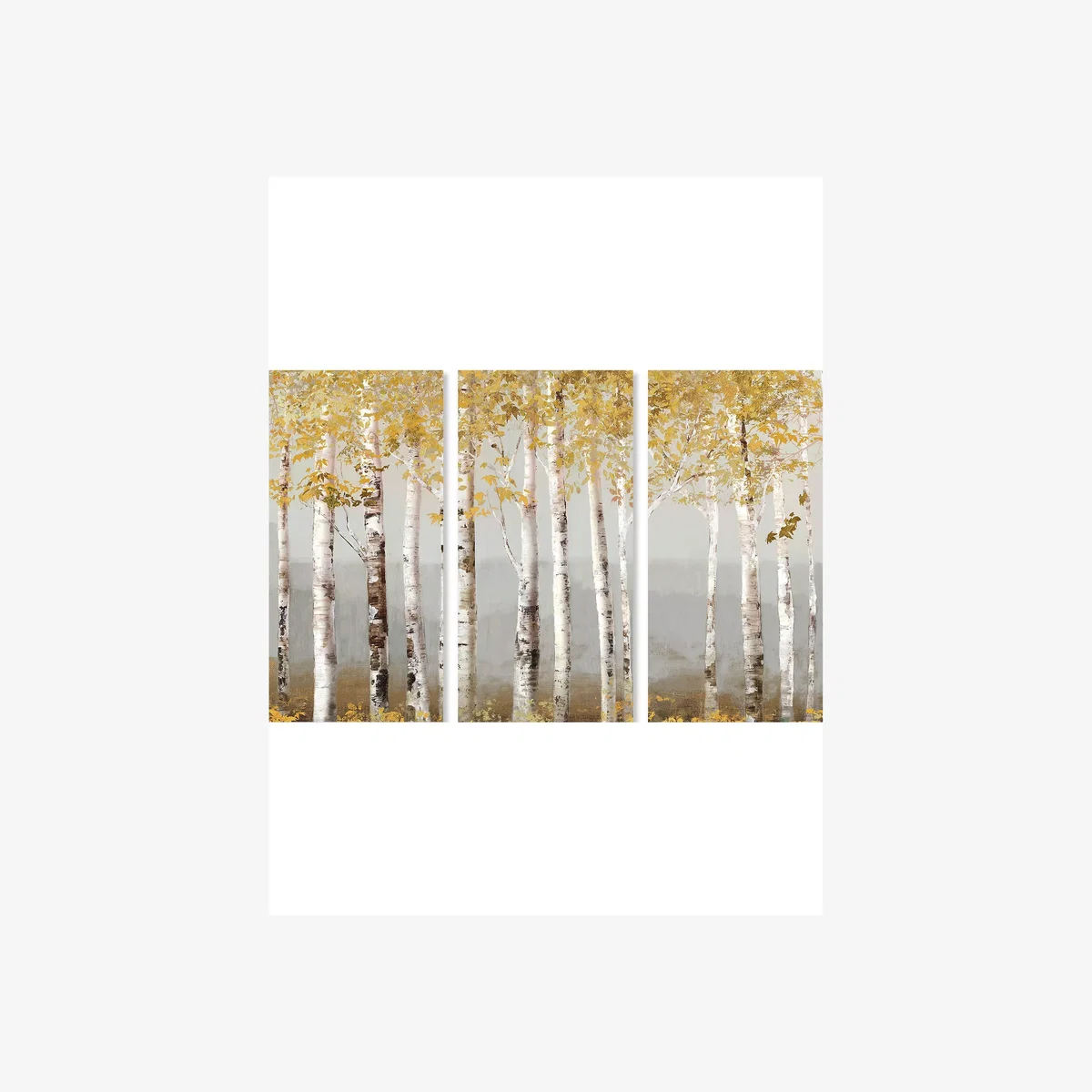 Allison Pearce - Soft Birch Trees Triptych Canvas Print, 30 x 60cm, Set of 3, Green/White