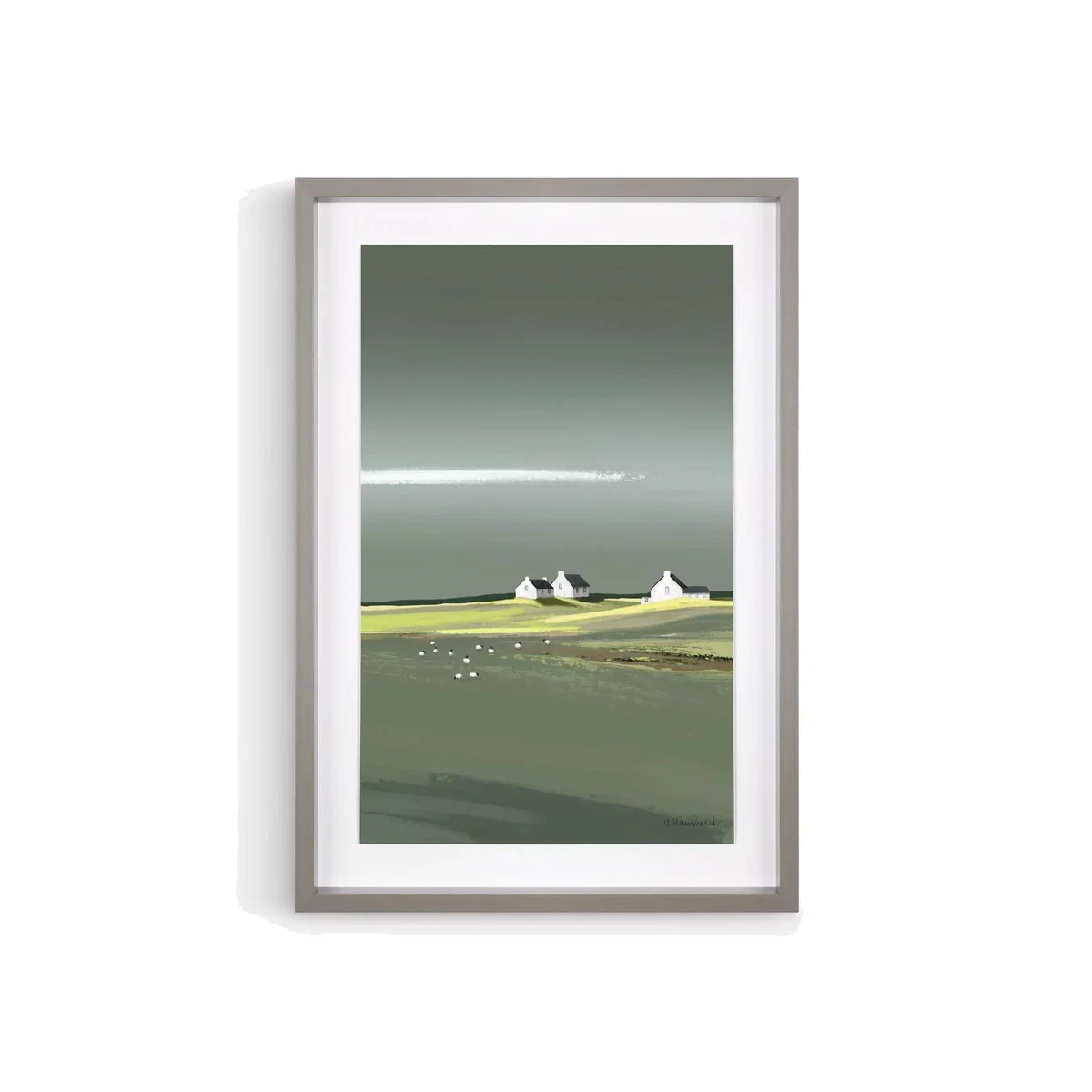 John Lewis Ulyana Hammond 'Aura' Framed Print & Mount, 60 x 41cm, Green/Grey – image 1