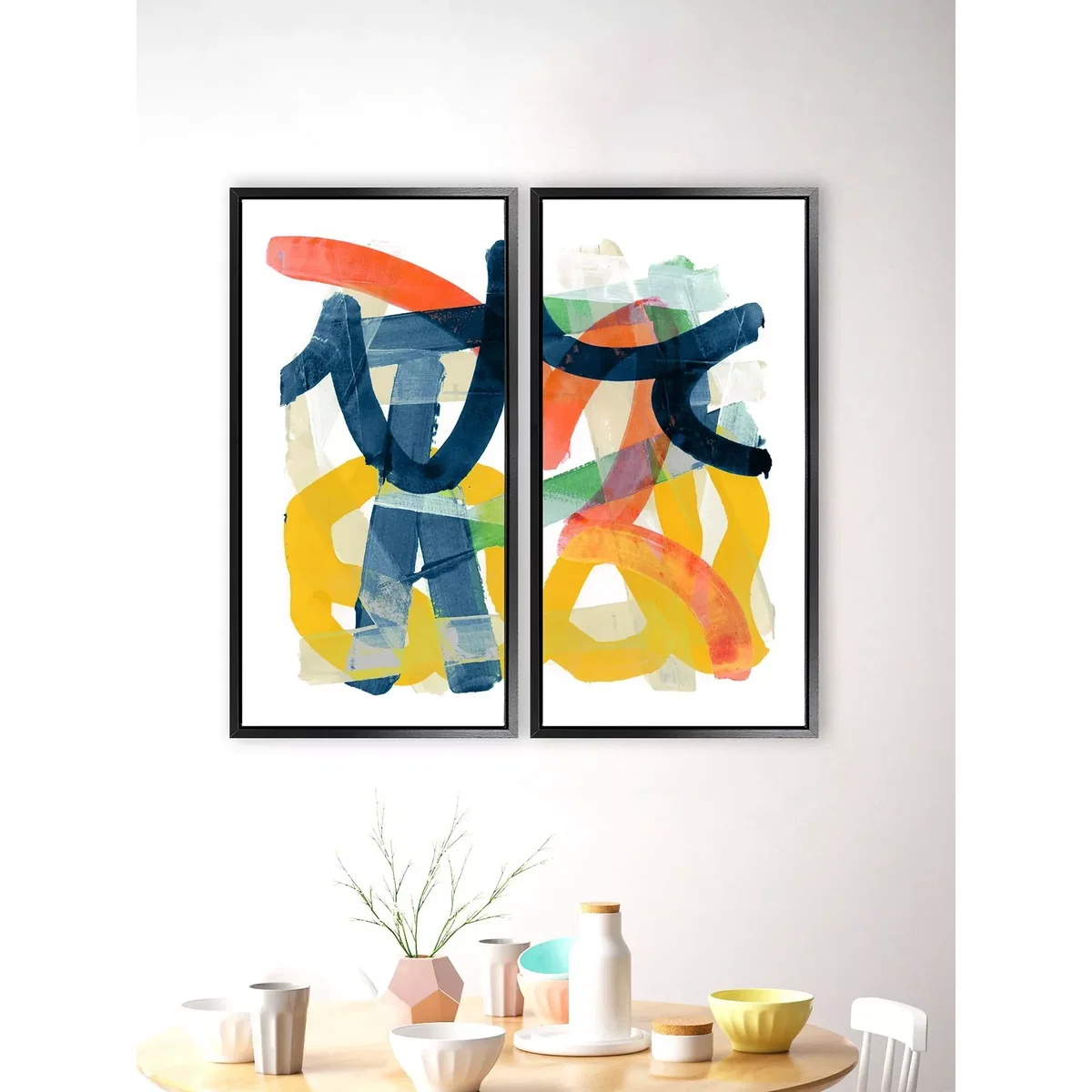 Cartissi - 'Shuffling' Framed Canvas Prints, Set of 2, 84 x 44cm, Multi – image 2