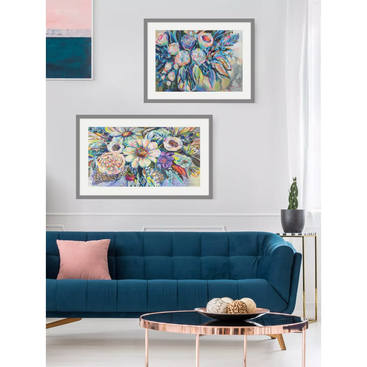 Jeanette Vertentes - 'Festive Colours' Framed Print & Mount, 54.5 x 74.5cm, Blue/Multi – image 3