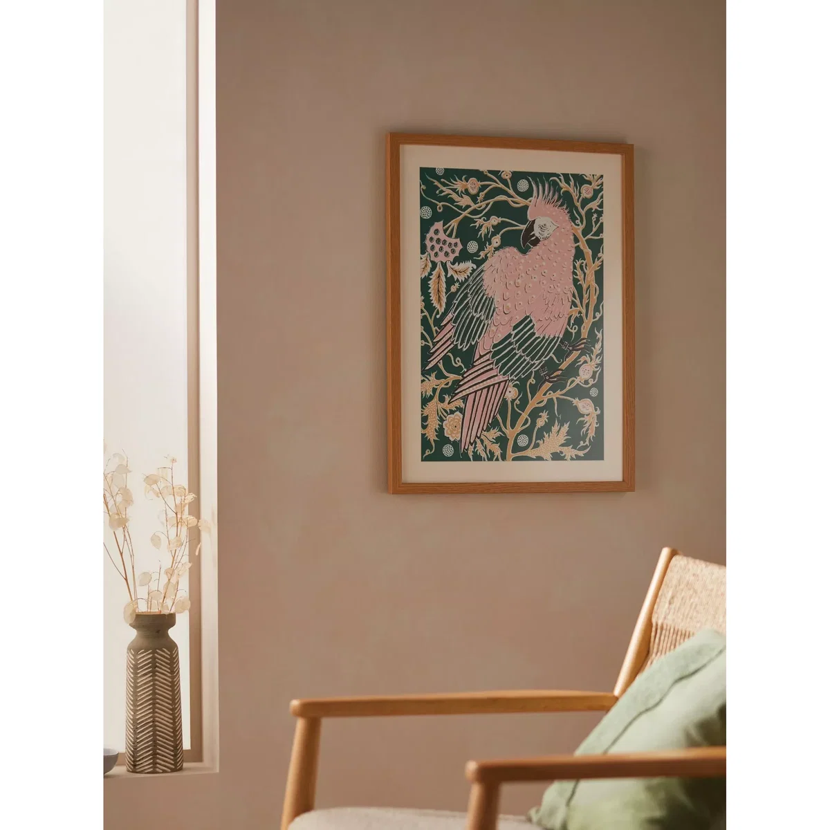 Ellen Merchant - 'Parrot' Framed Print & Mount, 73.5 x 53.5cm, Green/Multi – image 2