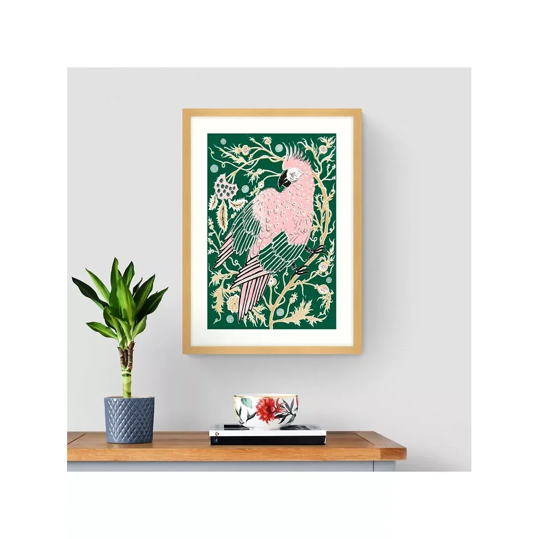 Ellen Merchant - 'Parrot' Framed Print & Mount, 73.5 x 53.5cm, Green/Multi – image 4