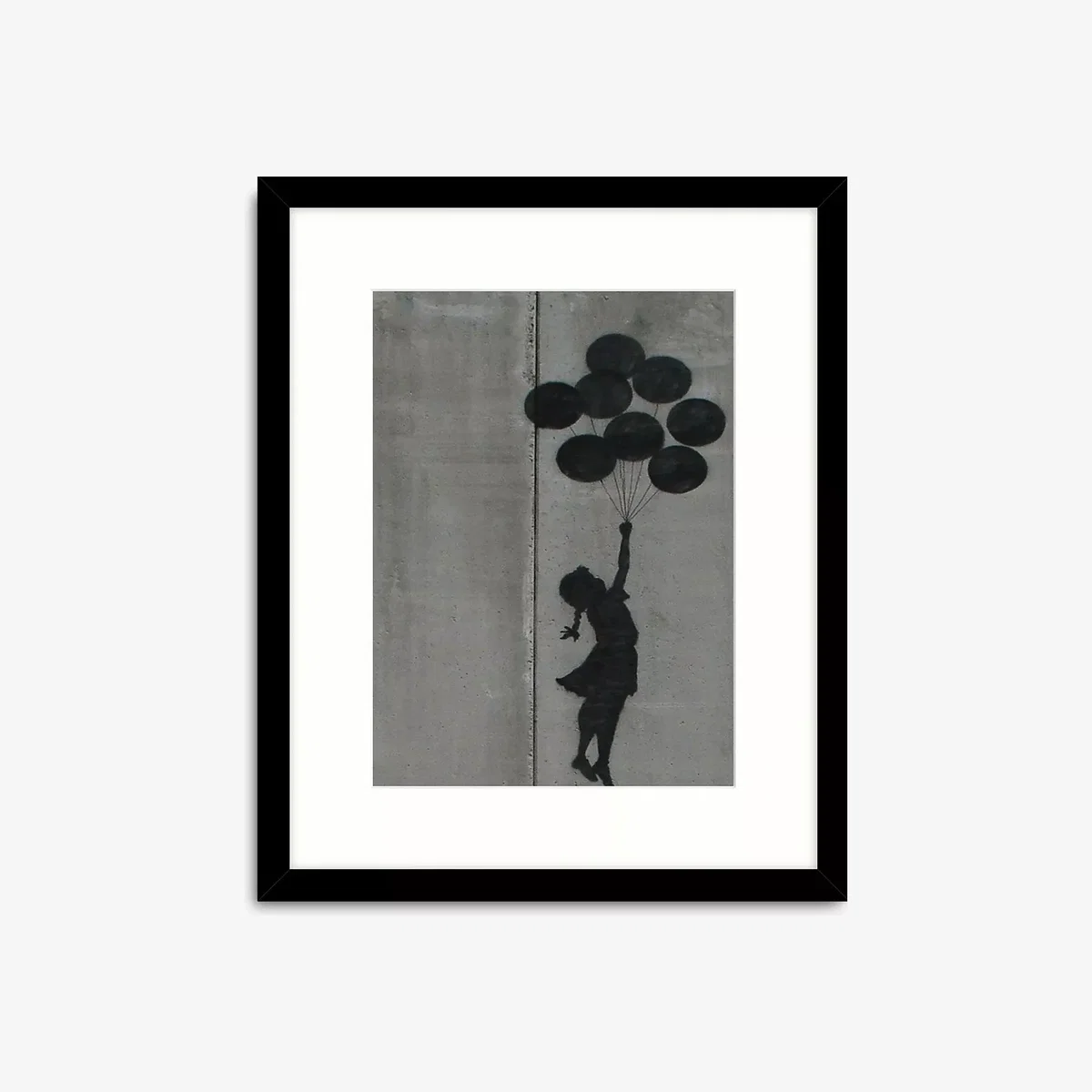 Banksy - 'Flying Balloon Girl' Framed Print & Mount, 63.5 x 53.5cm, Grey