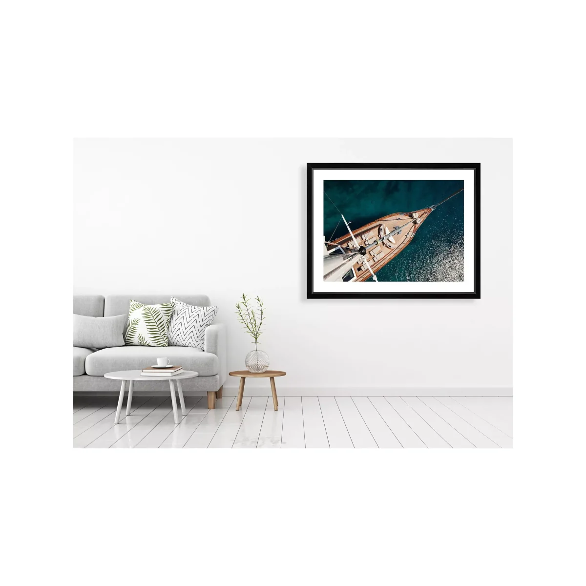 Sail Boat - Framed Print & Mount, 66 x 86cm, Blue – image 4