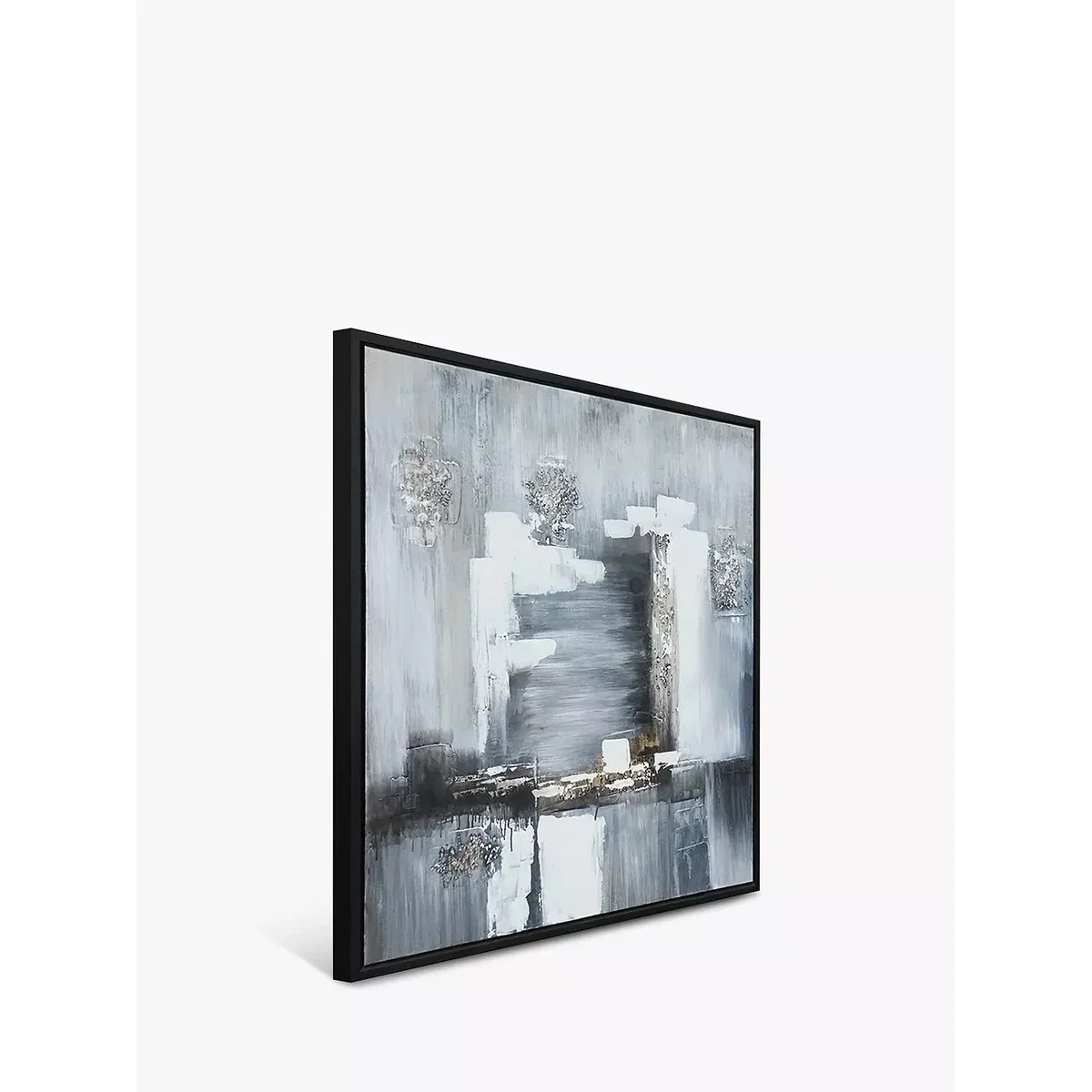 Tempest - Hand-Painted Monochrome Abstract Framed Canvas, 100 x 100cm, Black/Multi – image 2