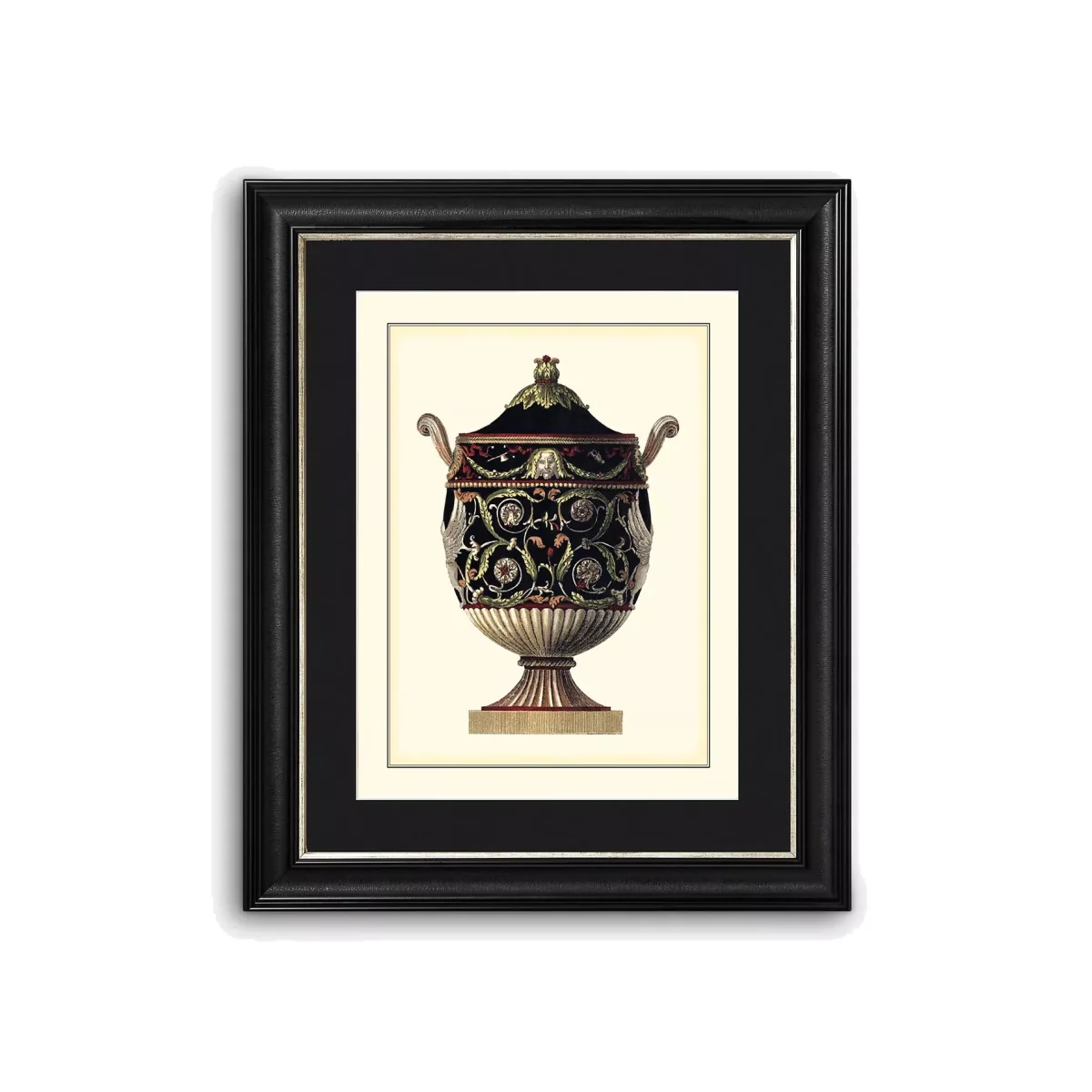 Antonio Clementino Urn IV Framed Print & Mount, 60 x 50cm, Black