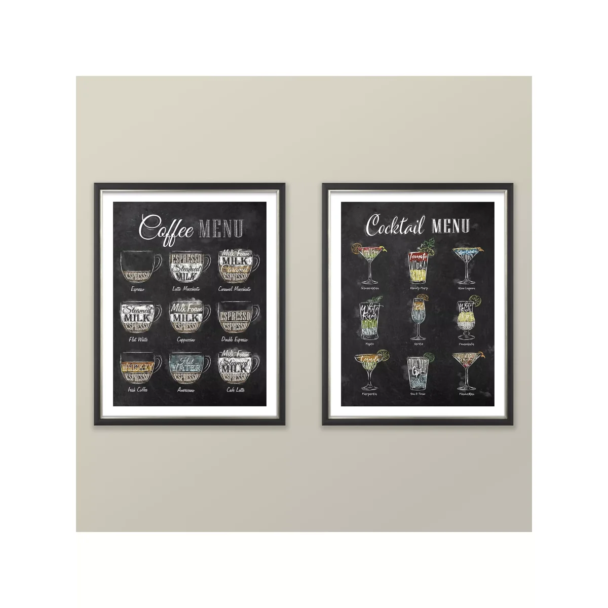 Anna Kozlenko - Cocktail Menu Framed Print & Mount, 38 x 30cm, Black/Multi – image 2