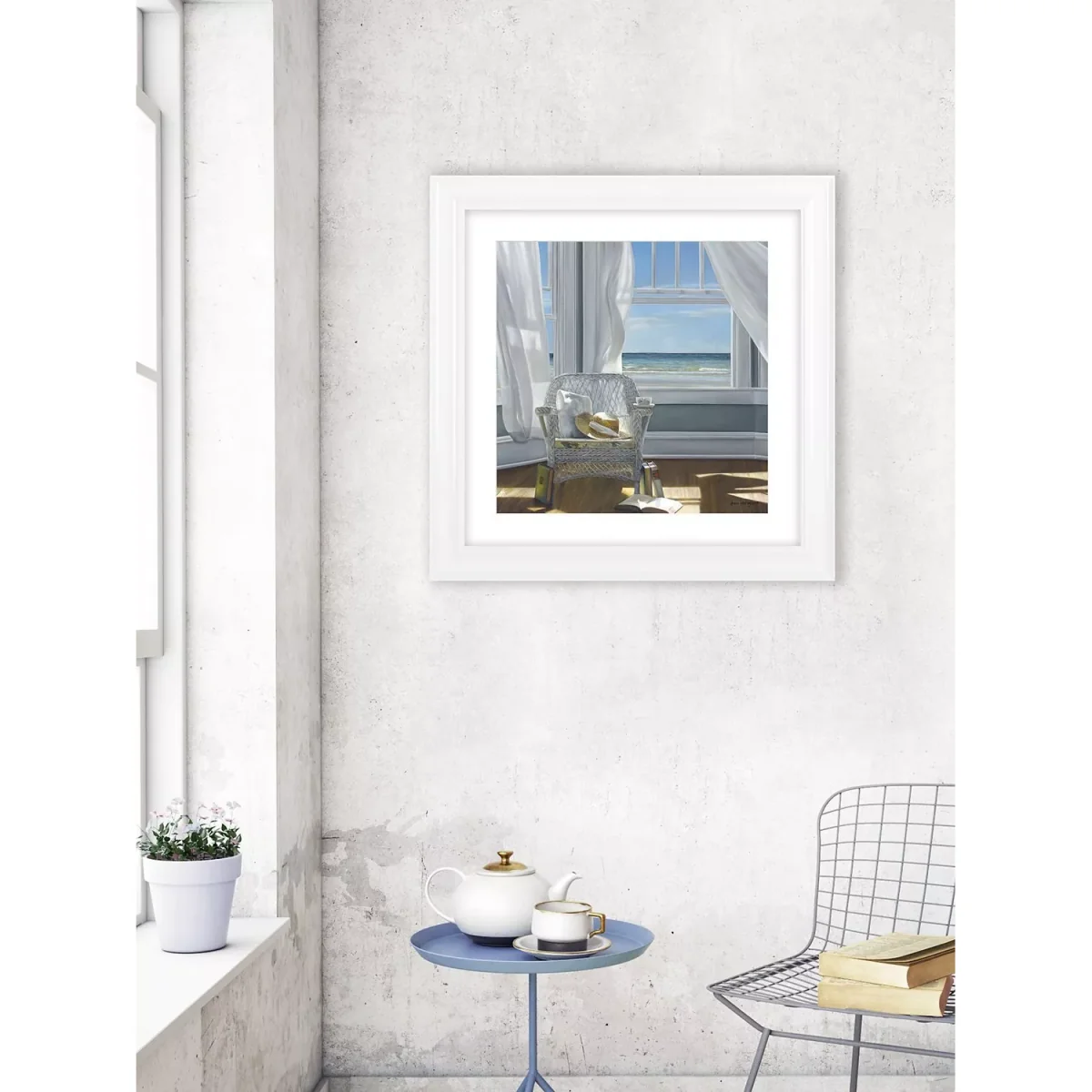 Karen Hollingsworth - 'Gentle Reader' Framed Print & Mount, 83 x 83cm, Blue/Multi – image 2