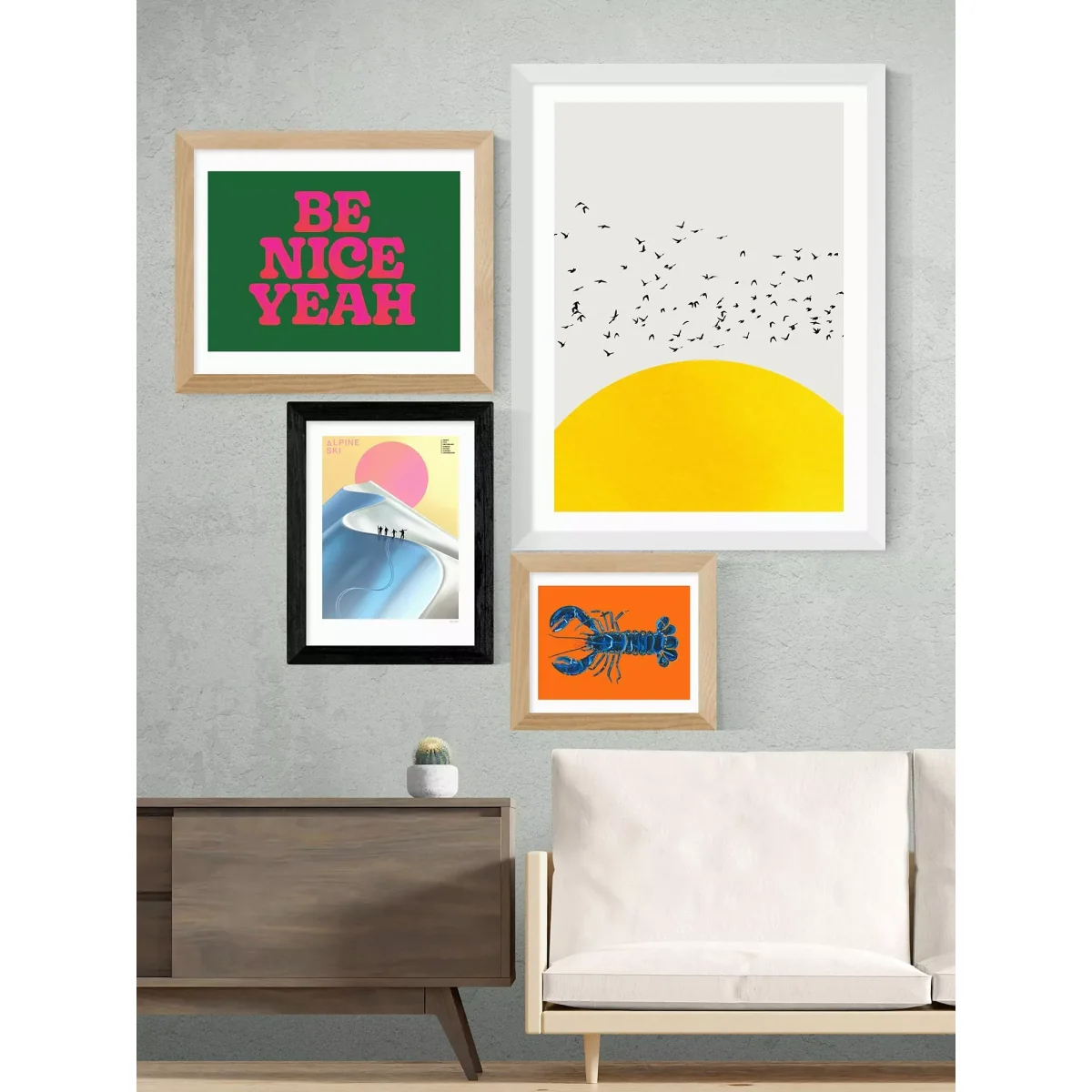 EAST END PRINTS Mark Harrison 'Alpine Ski' Wood Framed Print, 86 x 66cm, Blue/Multi – image 2
