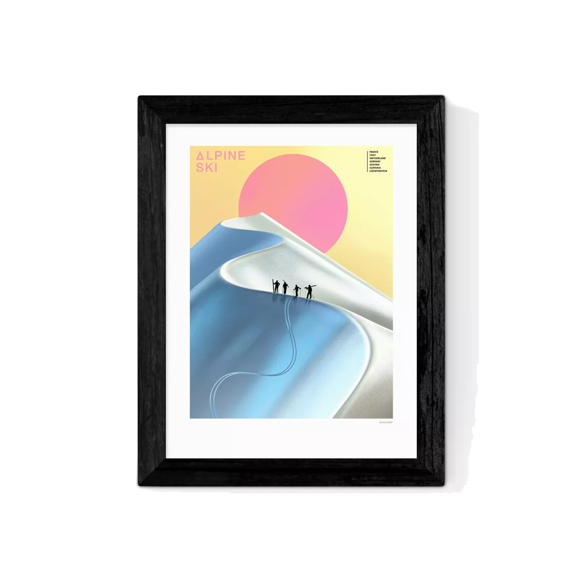EAST END PRINTS Mark Harrison 'Alpine Ski' Wood Framed Print, 86 x 66cm, Blue/Multi – image 1