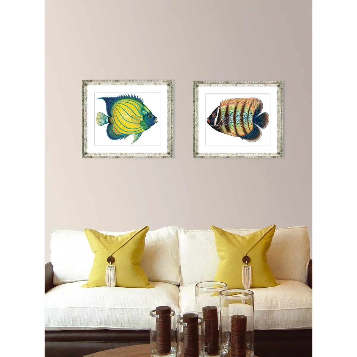 Tropical Fish 4 - Framed Print & Mount, 36 x 46cm, Yellow/Blue – image 3