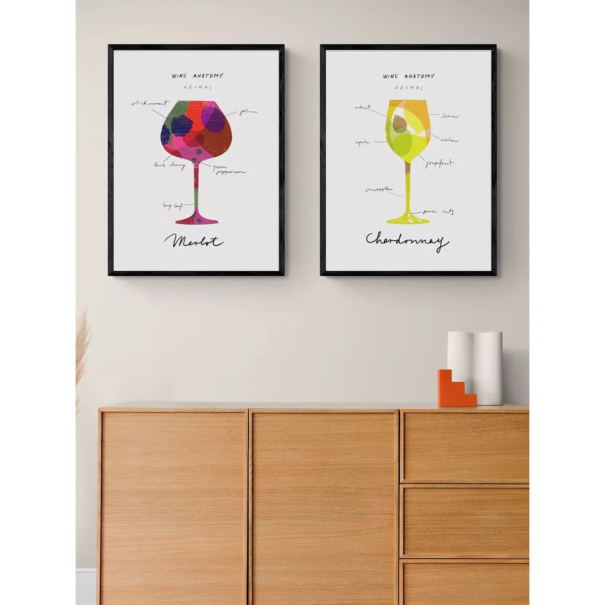 EAST END PRINTS Anek 'Merlot & Chardonnay' Wine Framed Print, Set of 2 – image 2