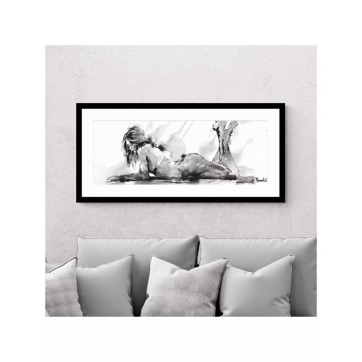 John Lewis Joanne Boon Thomas 'Laying Down Lady' Framed Print & Mount, 49.5 x 104.5cm, Multi – image 2