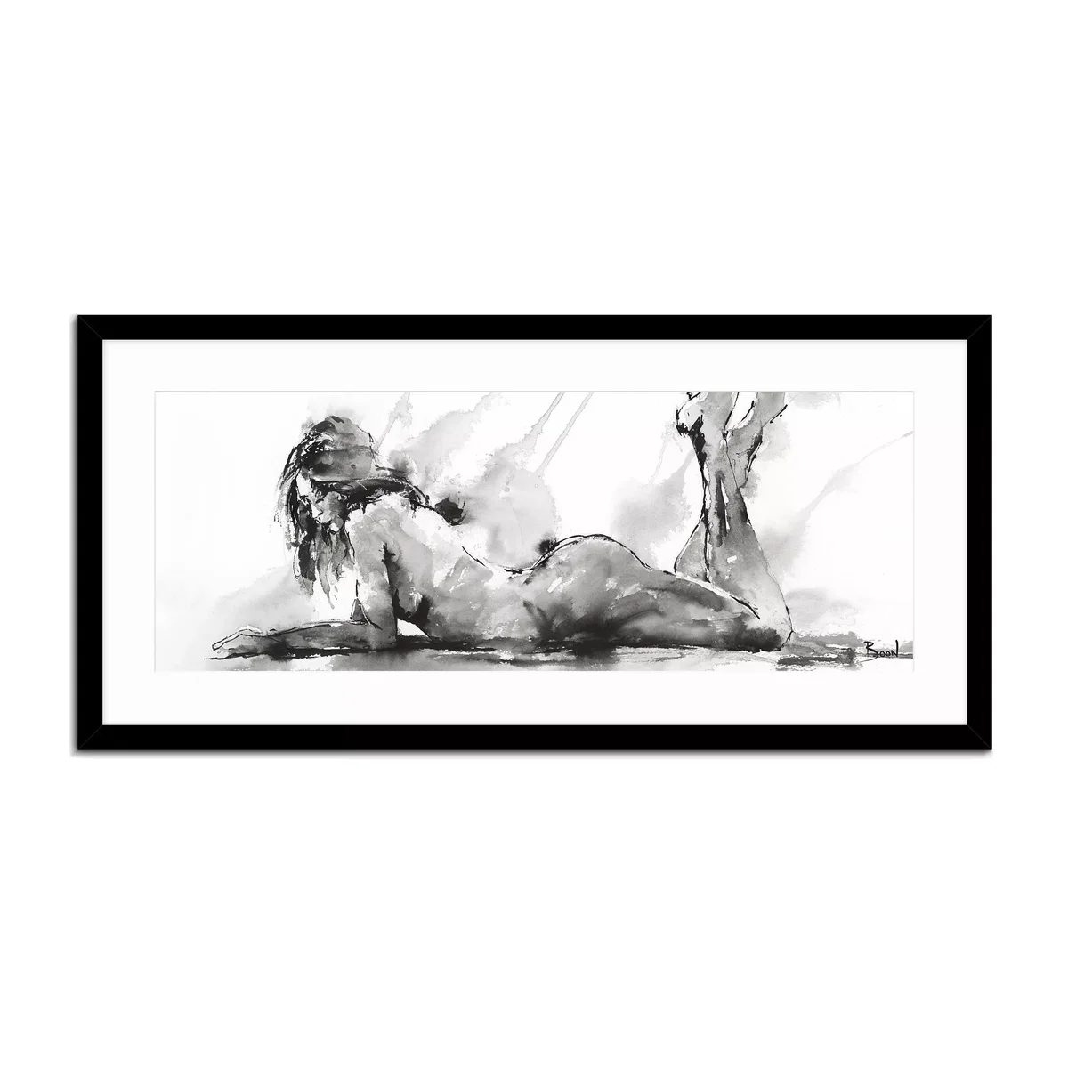 John Lewis Joanne Boon Thomas 'Laying Down Lady' Framed Print & Mount, 49.5 x 104.5cm, Multi – image 1