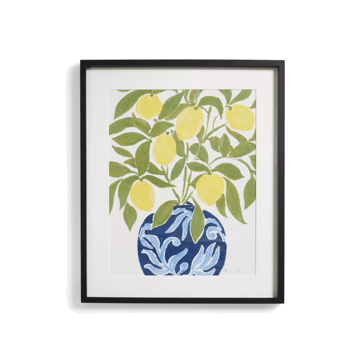 John Lewis La Poire 'Sicily Lemons' Framed Print & Mount, 62 x 52cm, Green/Blue – image 1