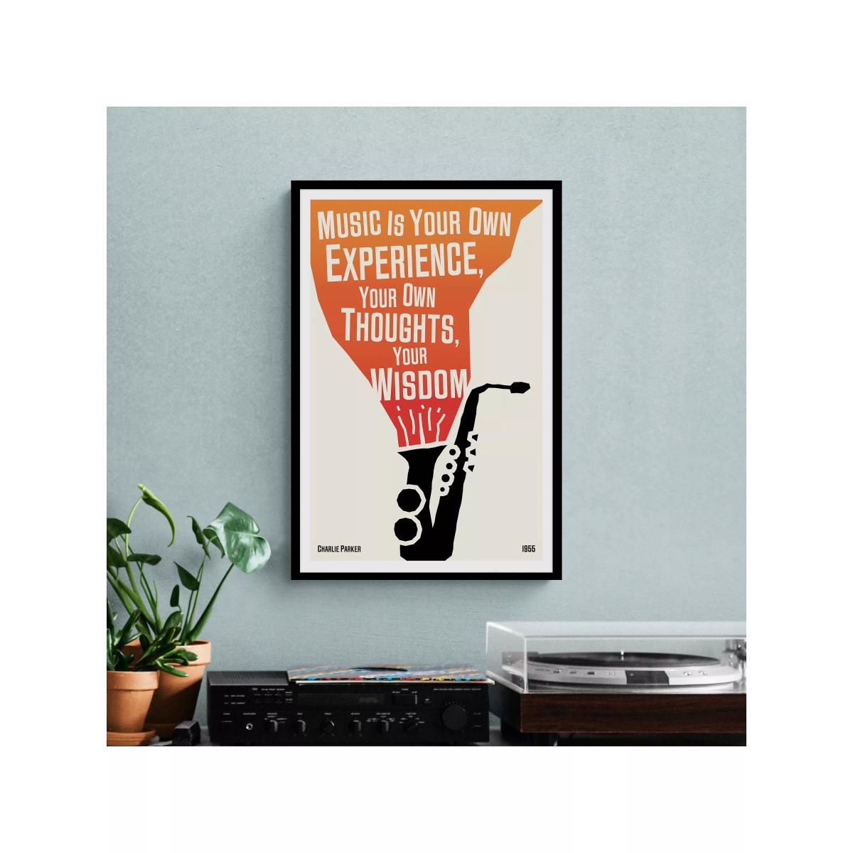 John Lewis Dalston 606 'Charlie Parker' Saxophone Music Framed Print, 62 x 42cm, Multi – image 2