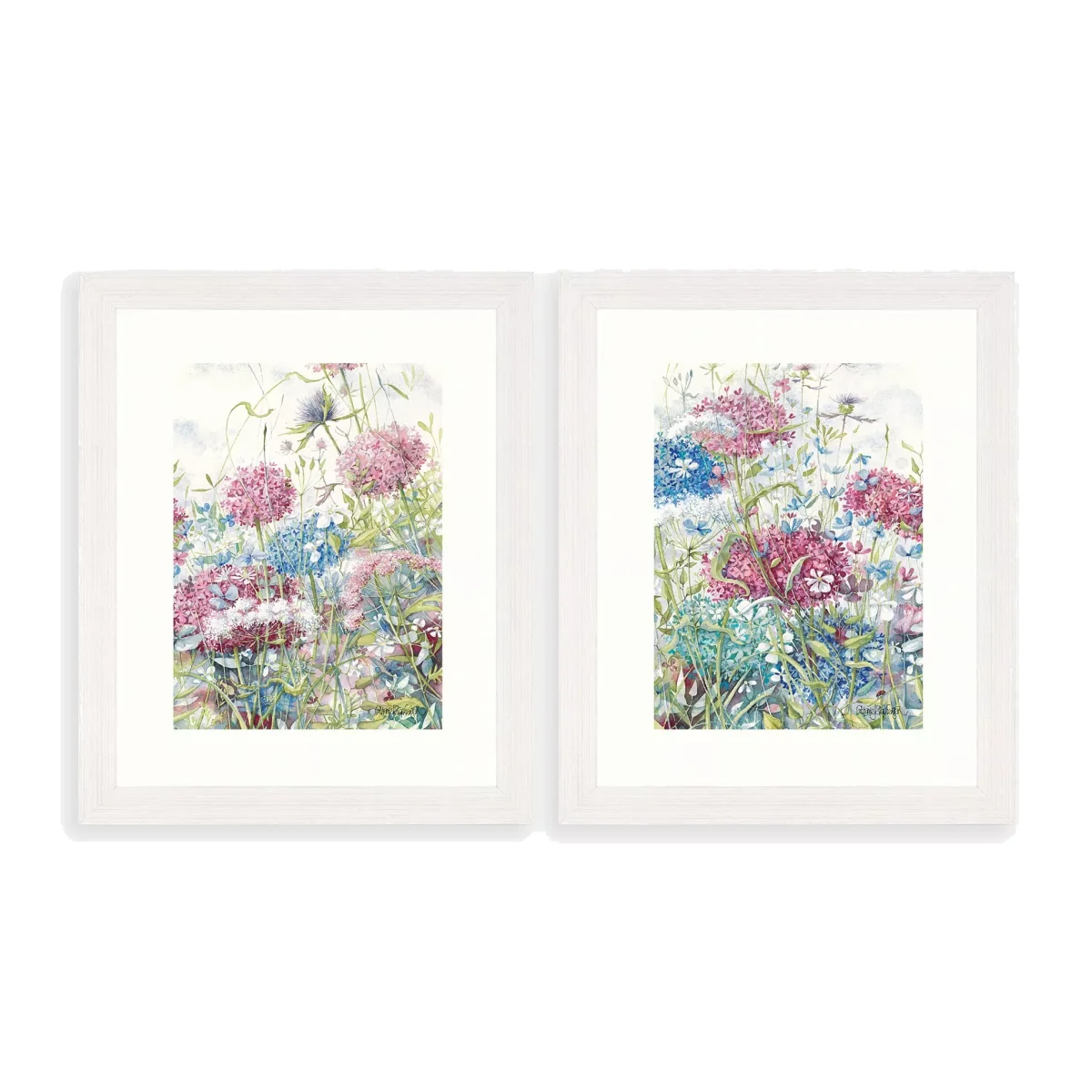 Catherine Stephenson - 'Summer Essence' Framed Print & Mount, Set of 2, 56 x 46cm, Pink/Multi