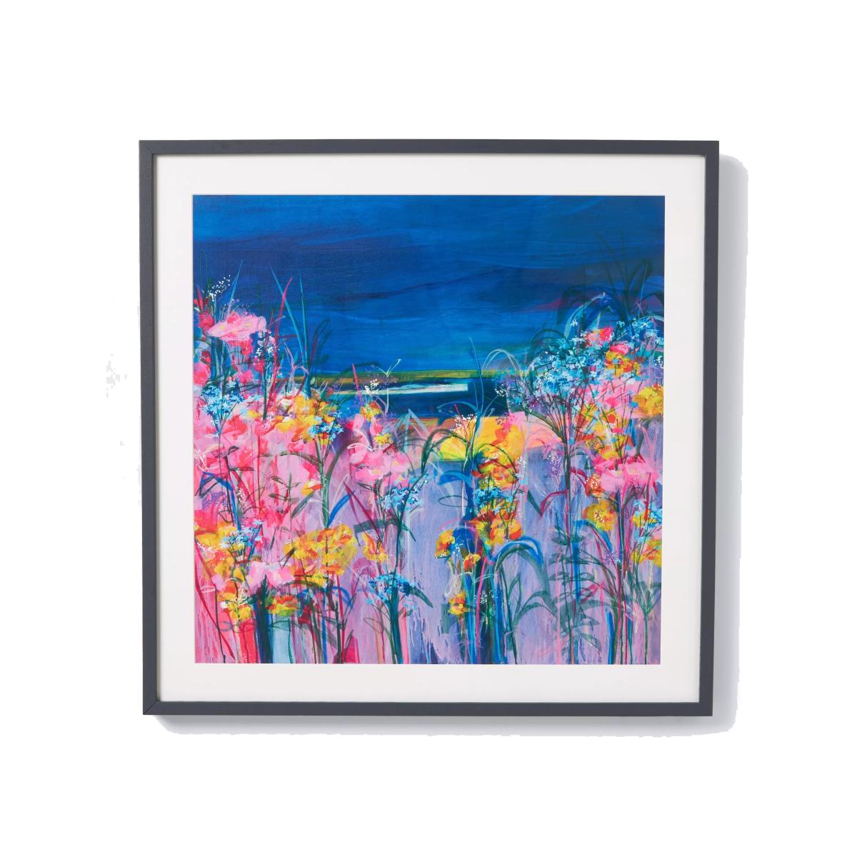 John Lewis Faye Bridgwater 'Coastal Flourish' Framed Print & Mount, 80 x 80cm, Blue/Pink – image 1