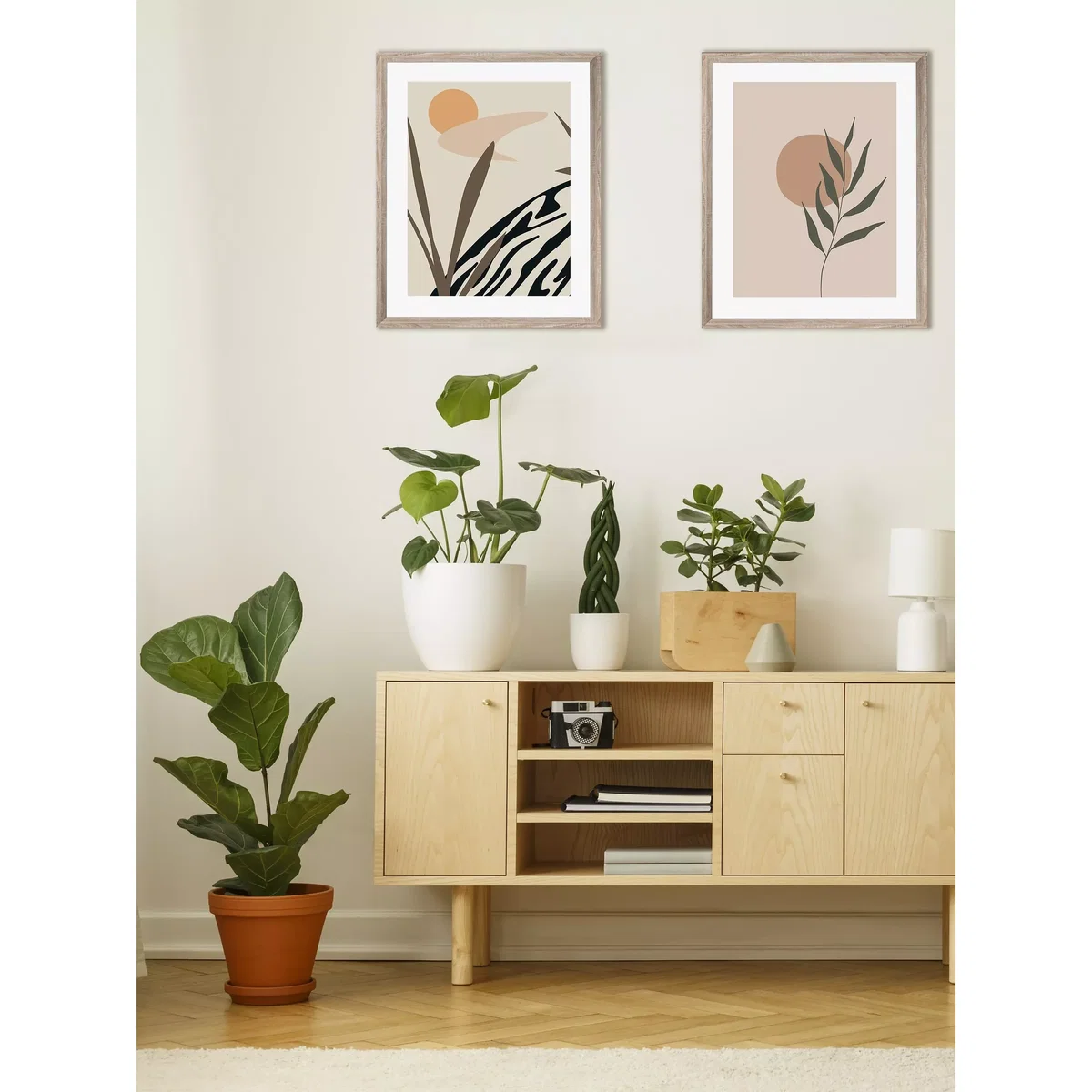 Botanical Leaf Scandi Framed Print, 57 x 47cm, Brown – image 4