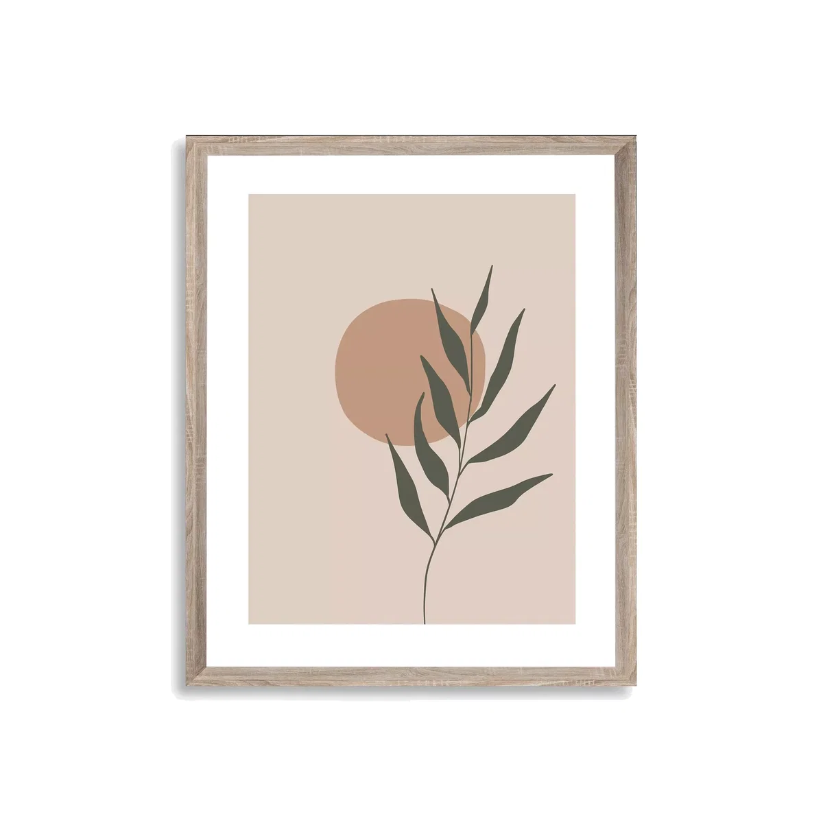 Botanical Leaf Scandi Framed Print, 57 x 47cm, Brown – image 1