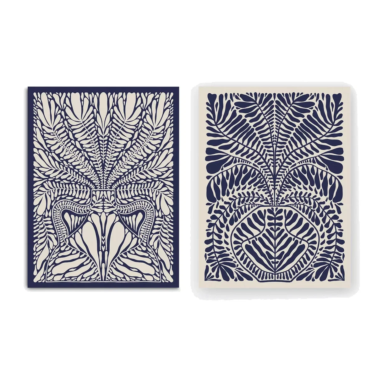 EAST END PRINTS Alisa Galitsyna 'One Hundred Leaved Plant' Unframed Print, Set of 2, 40 x 30cm, Blue