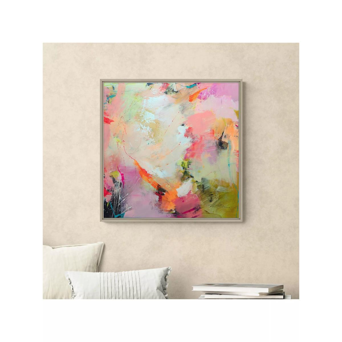 John Lewis Natasha Barnes 'Cherry Blossom' Abstract Framed Canvas Print, 64 x 64cm, Pink/Multi – image 2