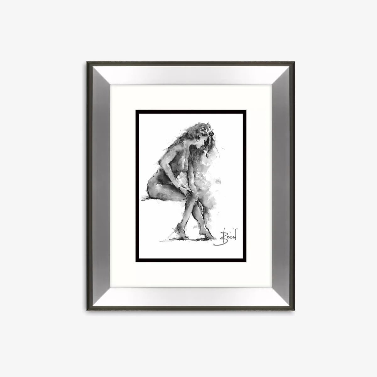 Joanne Boon Thomas - 'Female Study 2' Framed Print & Mount, 60.5 x 50.5cm, Grey – image 1