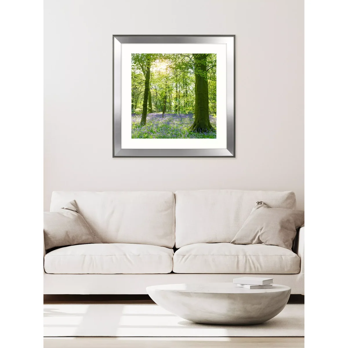 Mike Shepherd - 'Sunlight Through Bluebell Woods' Framed Print & Mount, 80.5 x 80.5cm, Green – image 2
