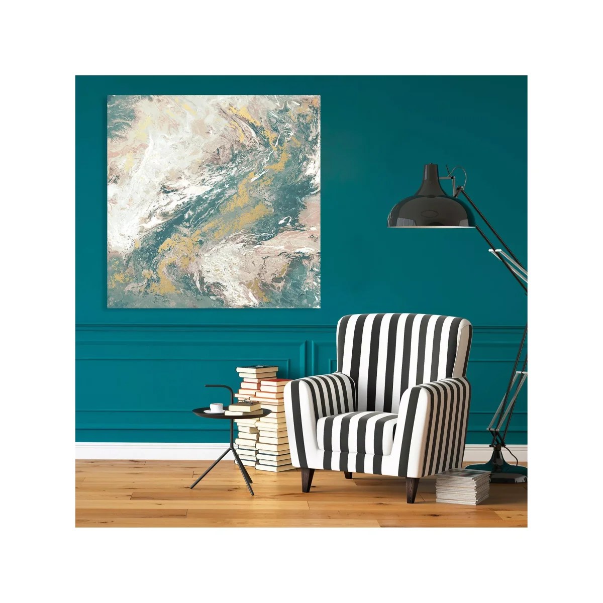 Dominic James Studio - Meditation Embellished Framed Canvas, 100 x 100cm, Blue/Multi – image 2