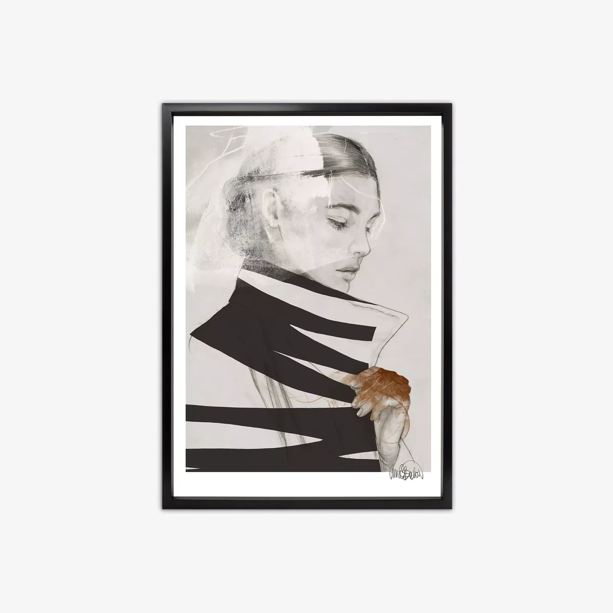 Anna Bulow - 'Frida' Limited Edition Framed Print, 75 x 55cm, Grey – image 1