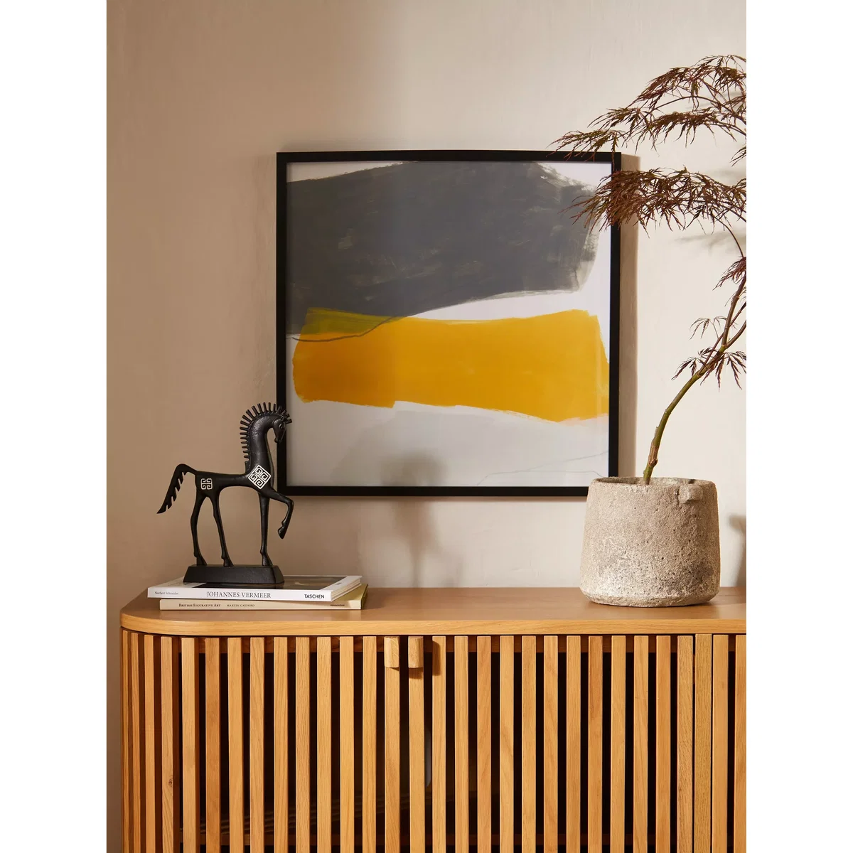 June Erica Vess - 'Tilt V' Abstract Framed Print, 52 x 52cm, Grey/Yellow – image 2