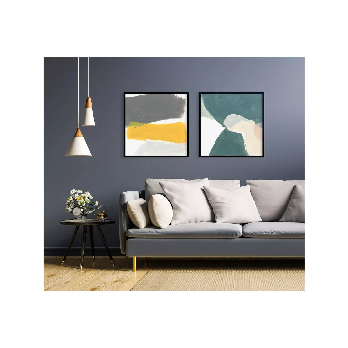 June Erica Vess - 'Tilt V' Abstract Framed Print, 52 x 52cm, Grey/Yellow – image 4