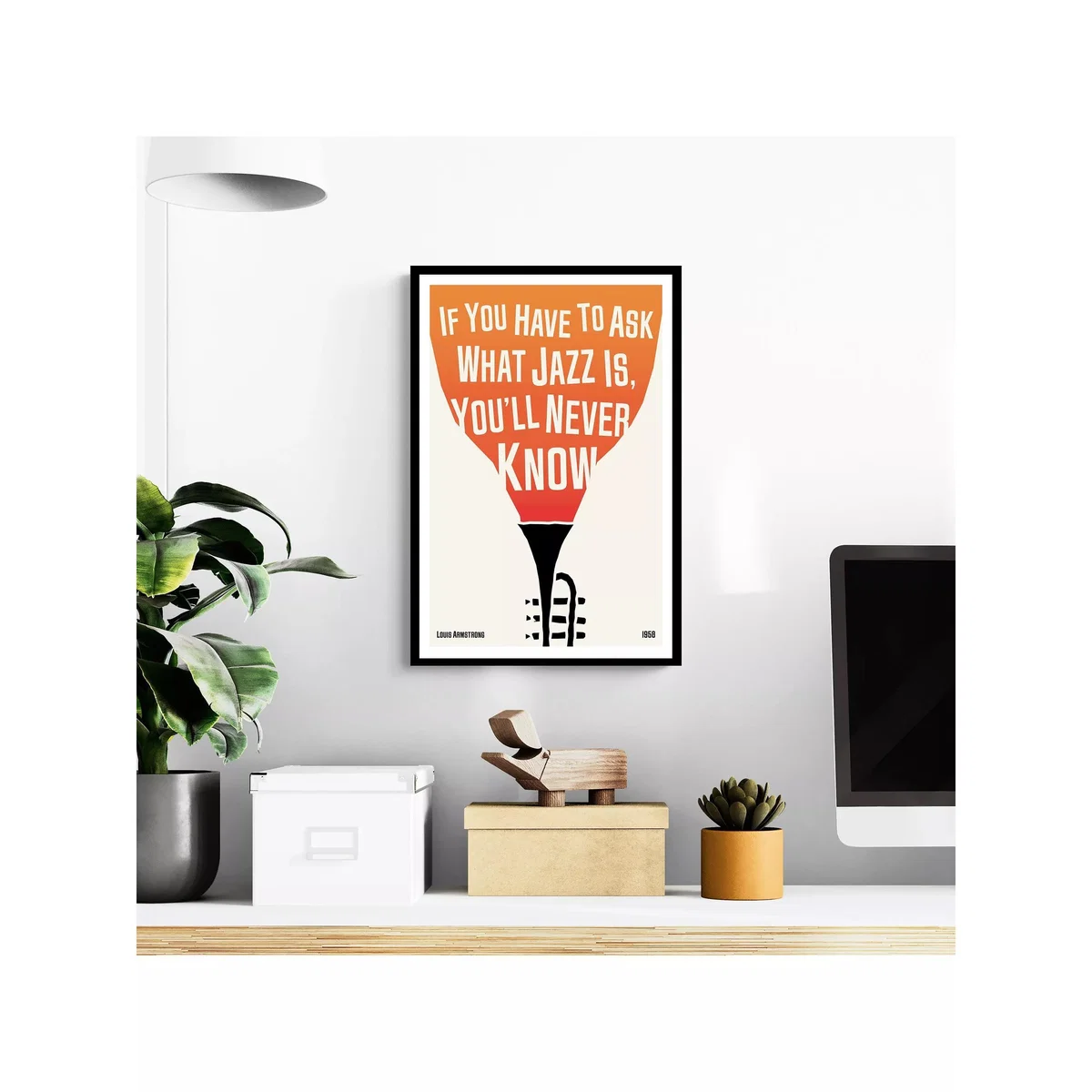John Lewis Dalston 606 'Louis Armstrong' Jazz Trumpet Framed Print, 62 x 42cm, Multi – image 2