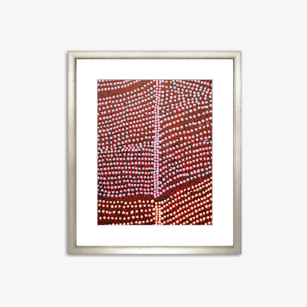 Dots Wood Framed Print & Mount, 73 x 58cm, Red