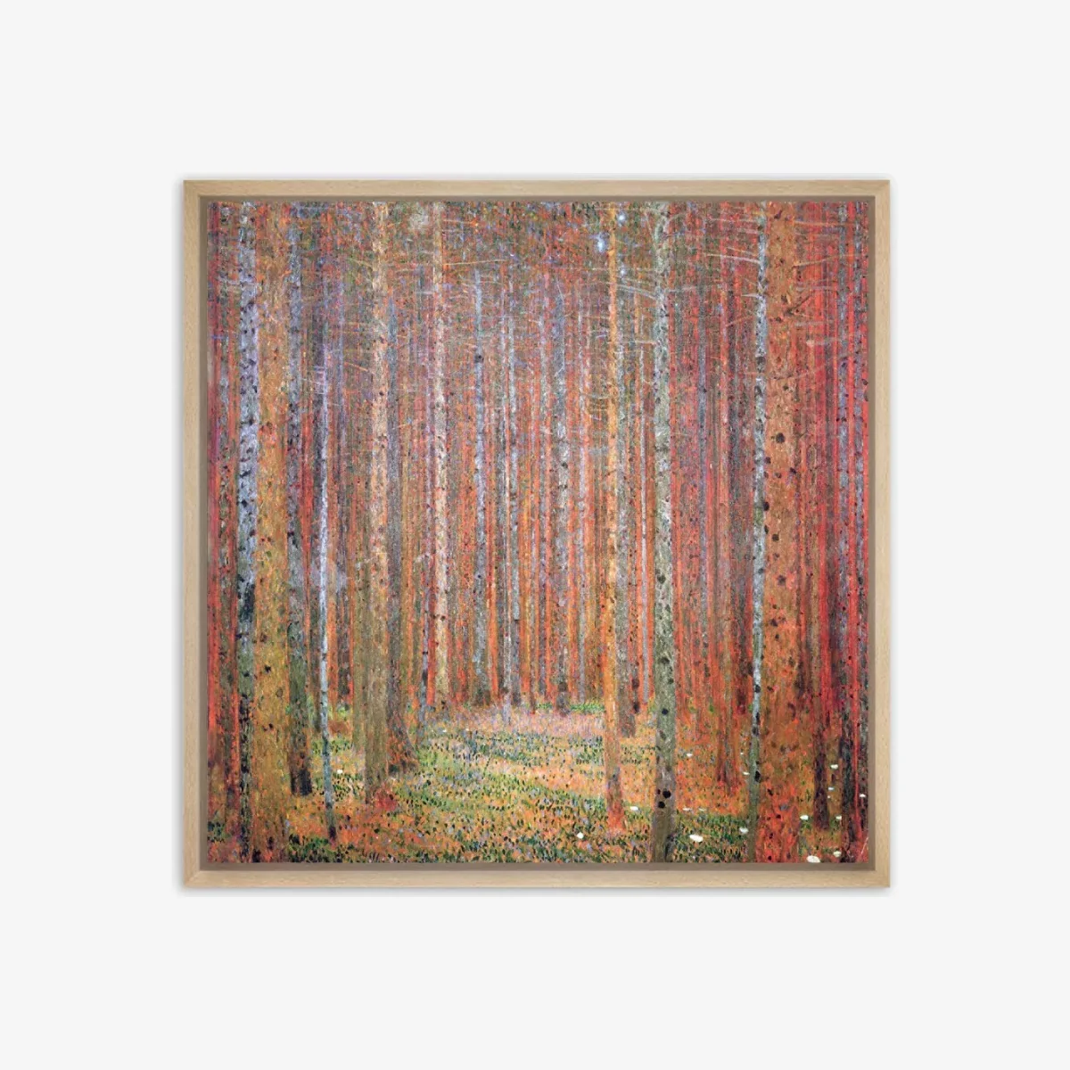 Gustav Klimt - 'Tannenwald I' Wood Framed Canvas Print, 94 x 94cm, Orange