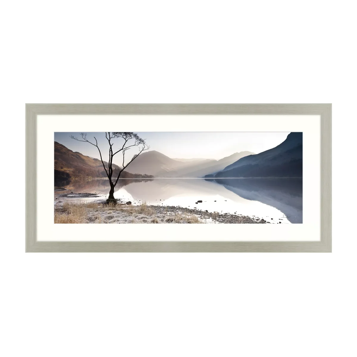 James Bell - 'Buttermere Tree' Framed Print & Mount, 52 x 107cm, Multi