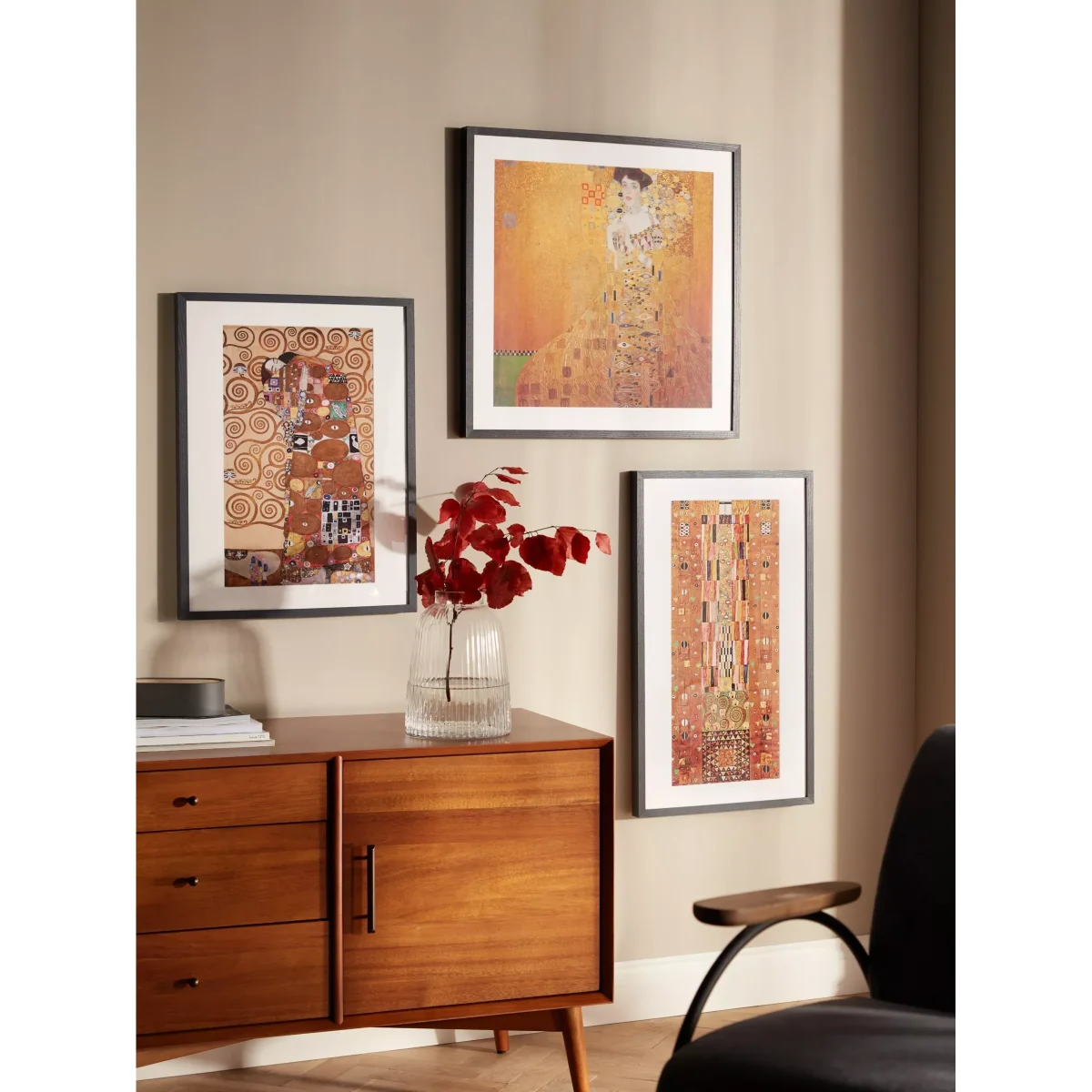 Gustav Klimt - 'Knight Panel Stoclet Frieze' Framed Print & Mount, 70 x 40cm, Brown/Gold – image 2