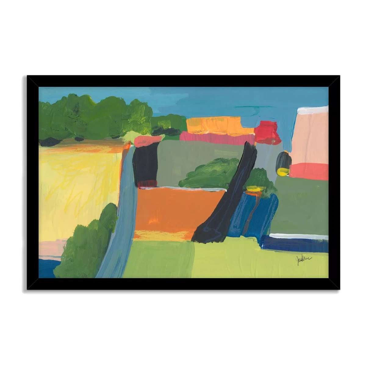 John Lewis Jan Weiss 'Small Town Hill 1' Framed Print, 43.5 x 63.5cm, Multi – image 1