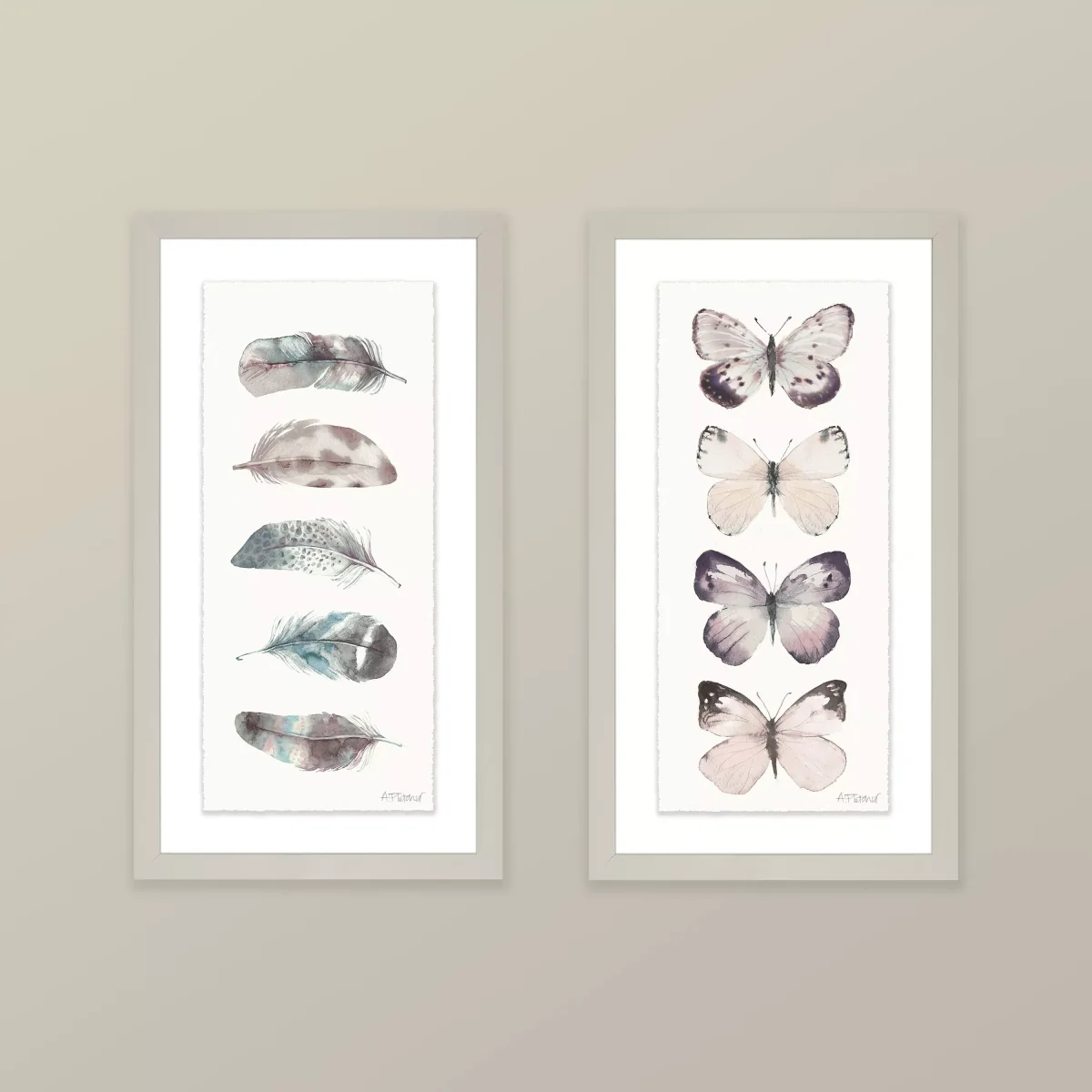 Adelene Fletcher - Watercolour Feathers Framed Print & Mount, 38 x 21cm – image 2