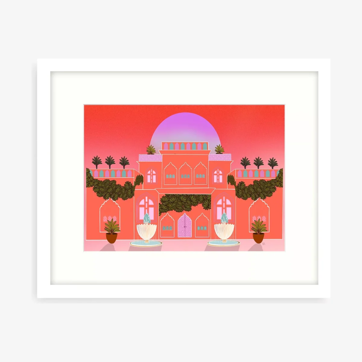 Meera Knowles - 'Haveli Indian Summer' Framed Print & Mount, 43.5 x 53.5cm, Red/Multi – image 1