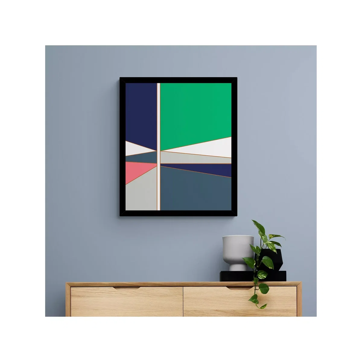 Sandi Hauanio - 'Divided Emerald' Framed Print & Mount, 63.5 x 53.5cm, Green/Blue – image 2