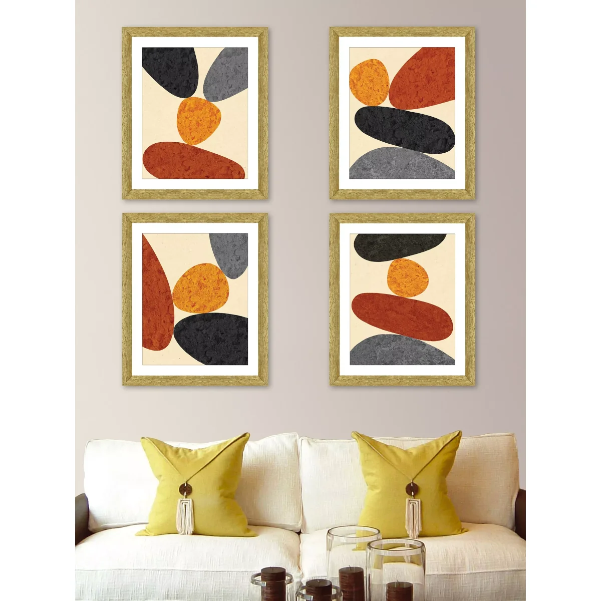 Desert Rocks 3 - Framed Print & Mount, 56 x 46cm, Brown/Multi – image 3