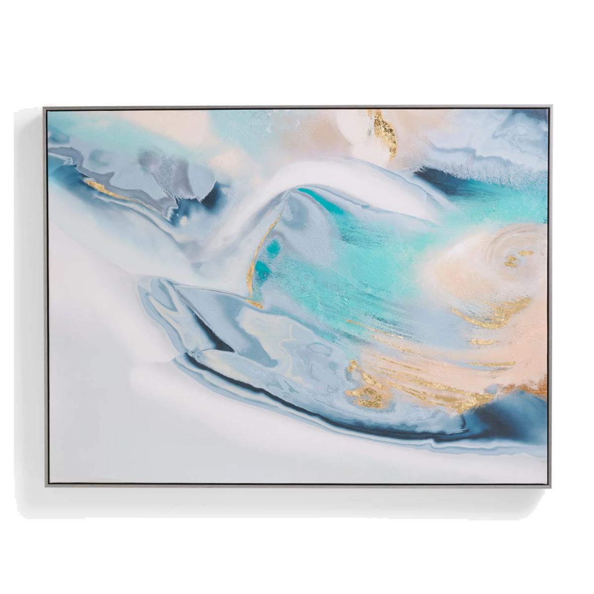 John Lewis Hand-Painted Abstract Marbled Framed Canvas, 90 x 120cm, Blue/Gold – image 1