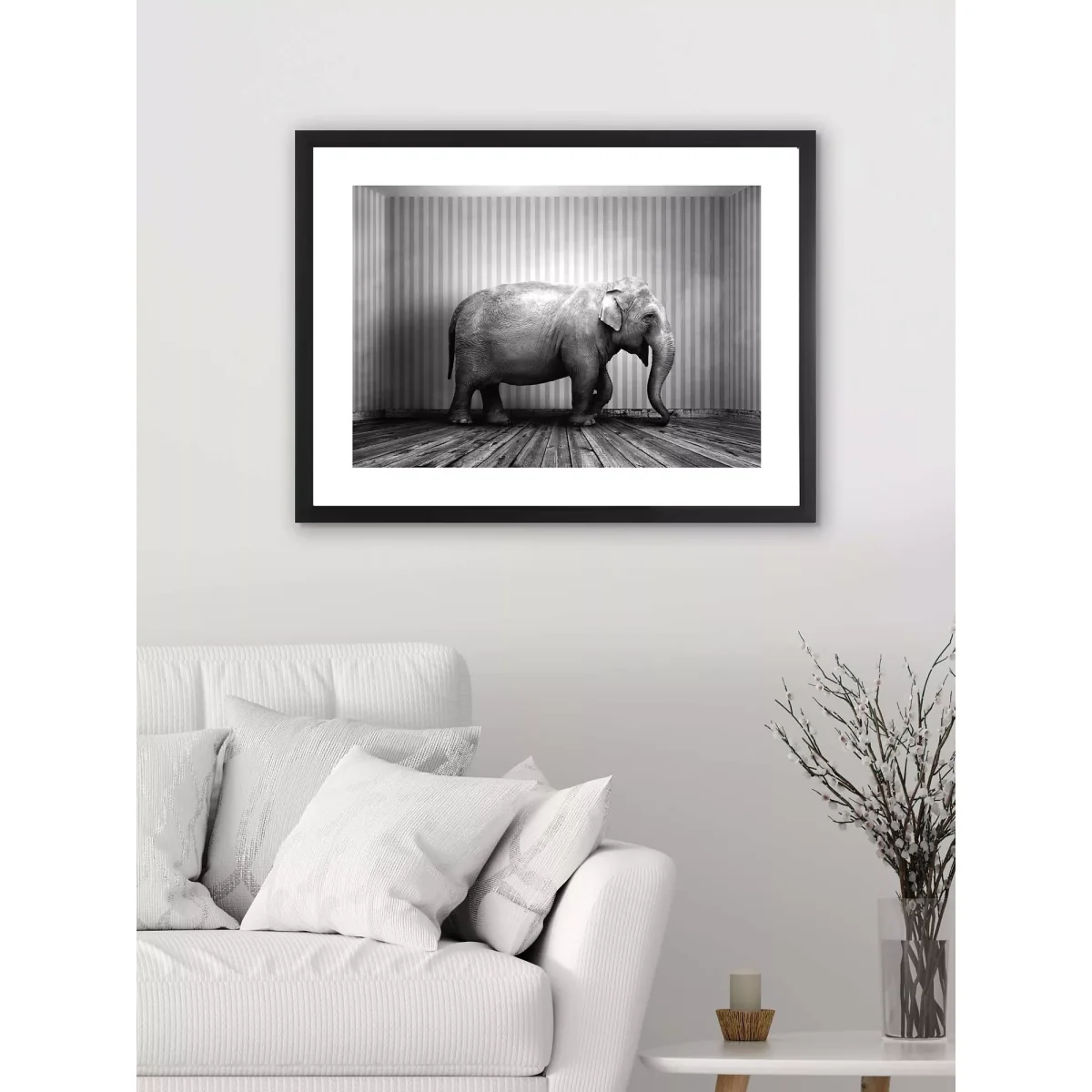 'Elephant In The Room' Framed Print & Mount, 65.5 x 85.5cm, Black/White – image 2